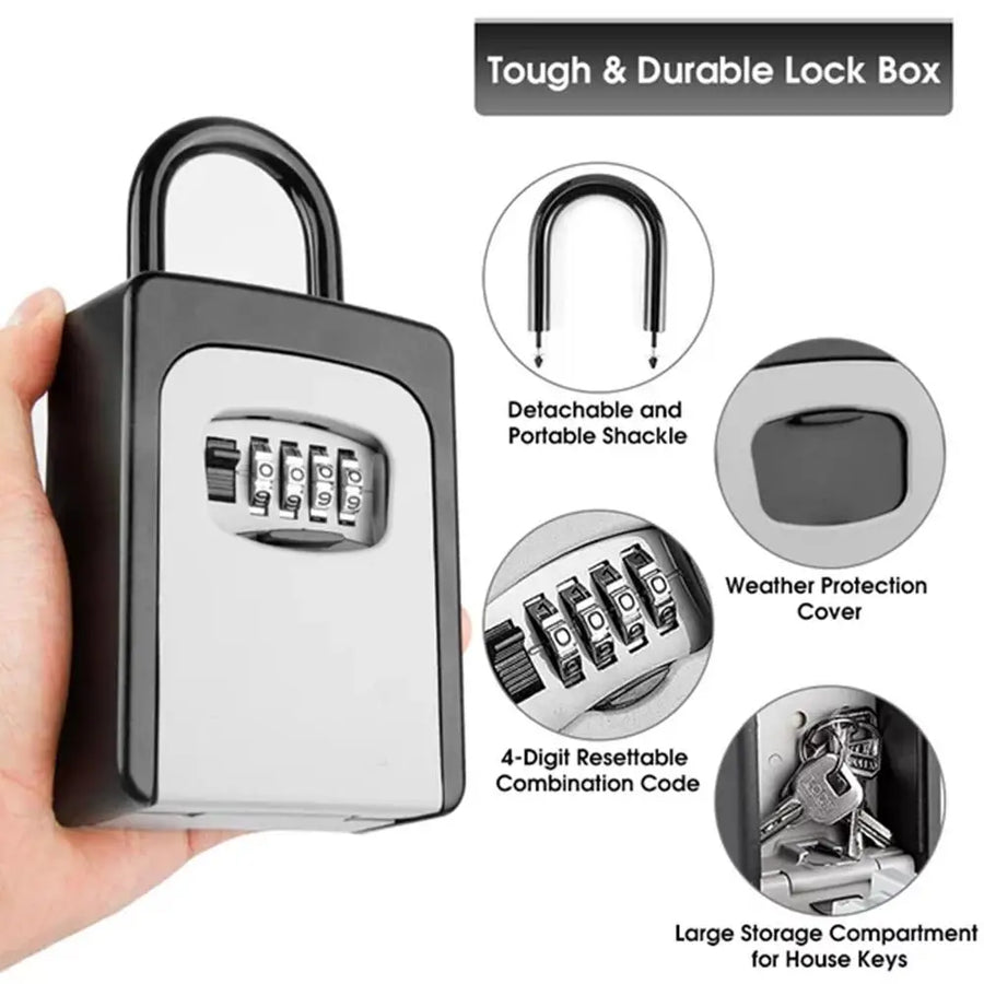 Wall-Mounted Key Lock Box (12-Button Code)
