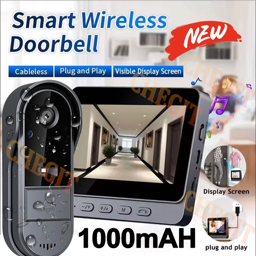 Wi-Fi Video Doorbell with 4.3" Indoor Screen